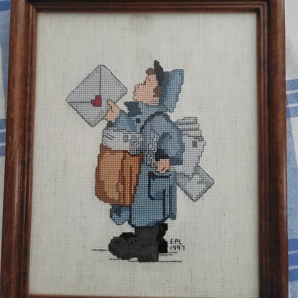 8 x10 Cross Stitch Postman Picture